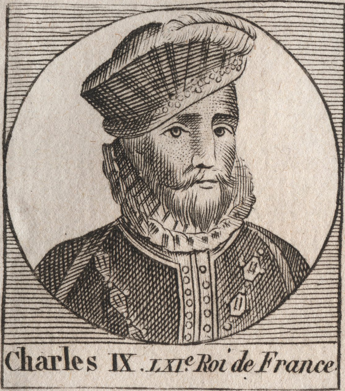 Porträtt av Karl IX (1550-1574), kung av Frankrike - Karl IX kung av Frankrike från 1560 till 1574 - gravyr från "Instruction sur l