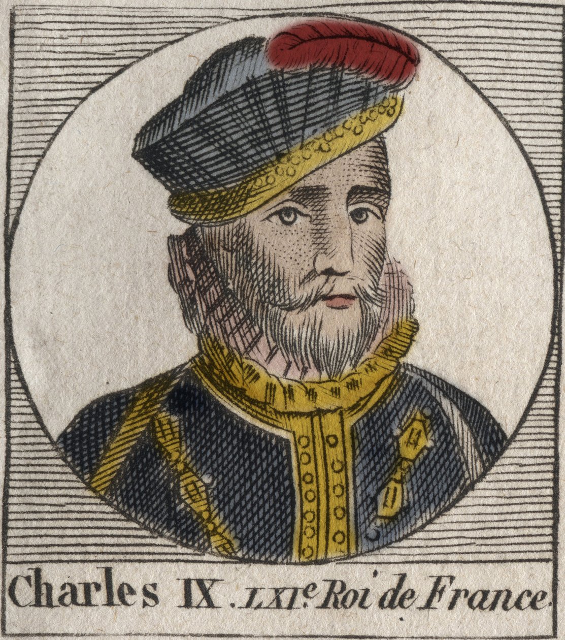 Porträtt av Karl IX (1550-1574), kung av Frankrike - Karl IX kung av Frankrike från 1560 till 1574 - gravyr från "Instruction sur l