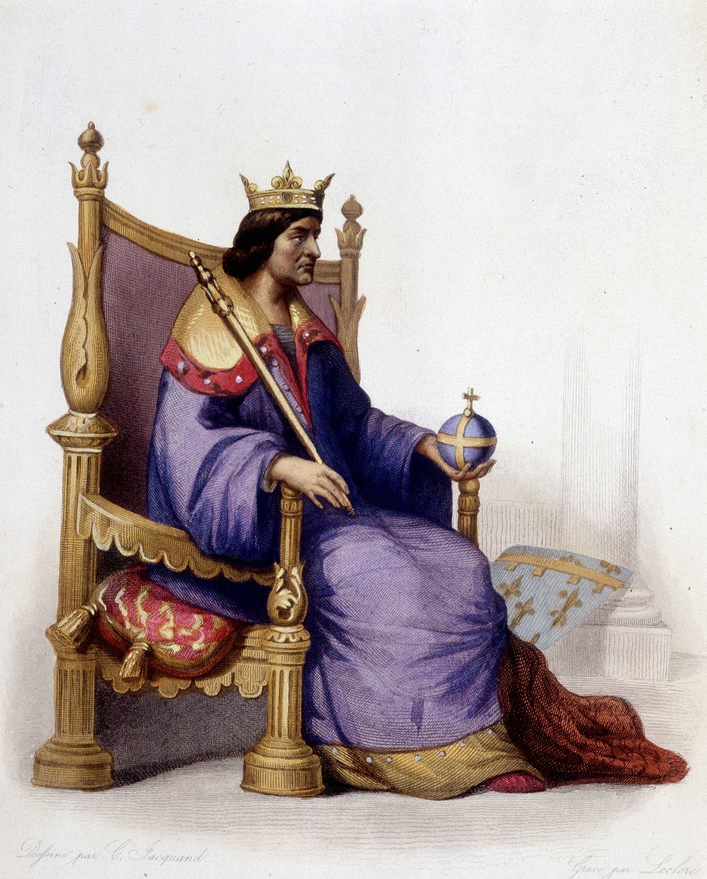 Porträtt av Karl I av Anjou (1227-1285) - i "" Le Plutarque francais", red. Mennechet av Unknown artist