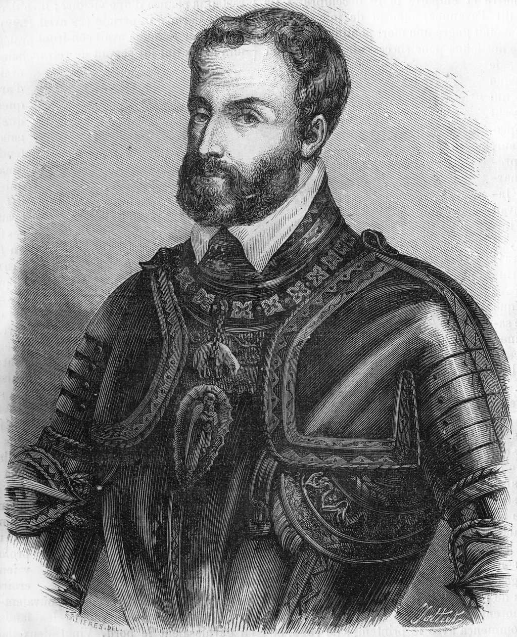 Porträtt av Karl V (1500-1558), kejsare av det heliga germanska riket från 1519 till 1556. Gravyr från 1800-talet. av Unknown artist