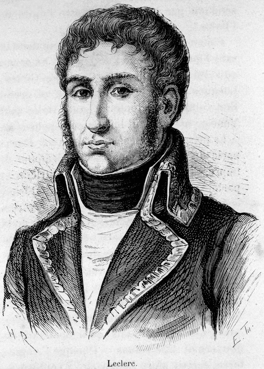 Porträtt av Charles Victor Emmanuel Leclerc (1772-1802), fransk general, han gick med Bonaparte vid belägringen av Toulon 1793 och ePousamarie-Paulette kallade Pauline Bonaparte 1797. av Unknown artist