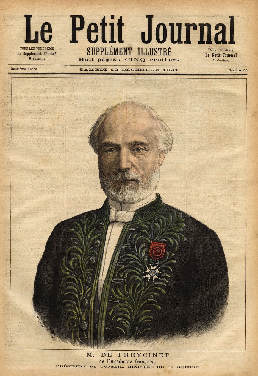 Porträtt av Charles de Freycinet (1828-1923), ingenjör, ledamot av academie des sciences (1882) och av academie francaise (1890), politiker, upprepade gånger ordförande i rådet (1879-1880) av Unknown artist