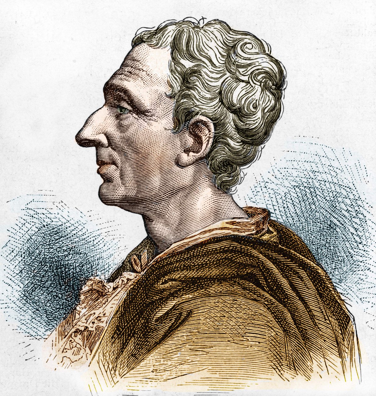 Porträtt av Charles de Secondat (1689 - 1755), Baron De La Brède och Montesquieu. Gravyr av 1800-talet. av Unknown artist