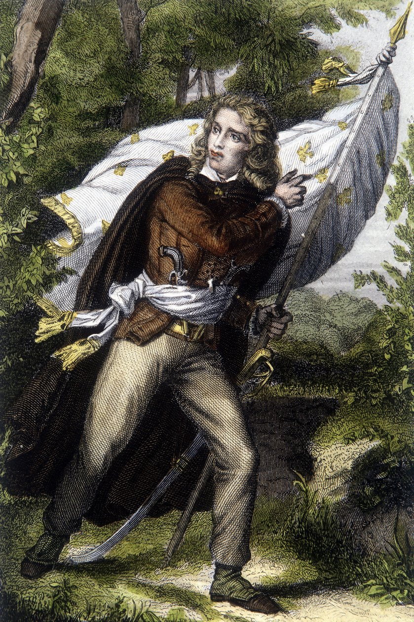 Porträtt av kocken Chouan Jacques Cathelineau (1759-1793) som bär banderollen med blommor av liljor av Unknown artist