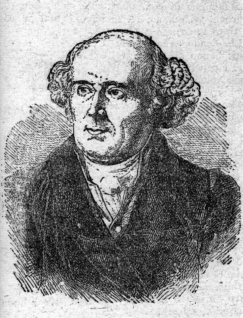 Porträtt av Christian Hahnemann (1755 - 1843), grundare av homeopati. Gravyr av 1800-talet. av Unknown artist