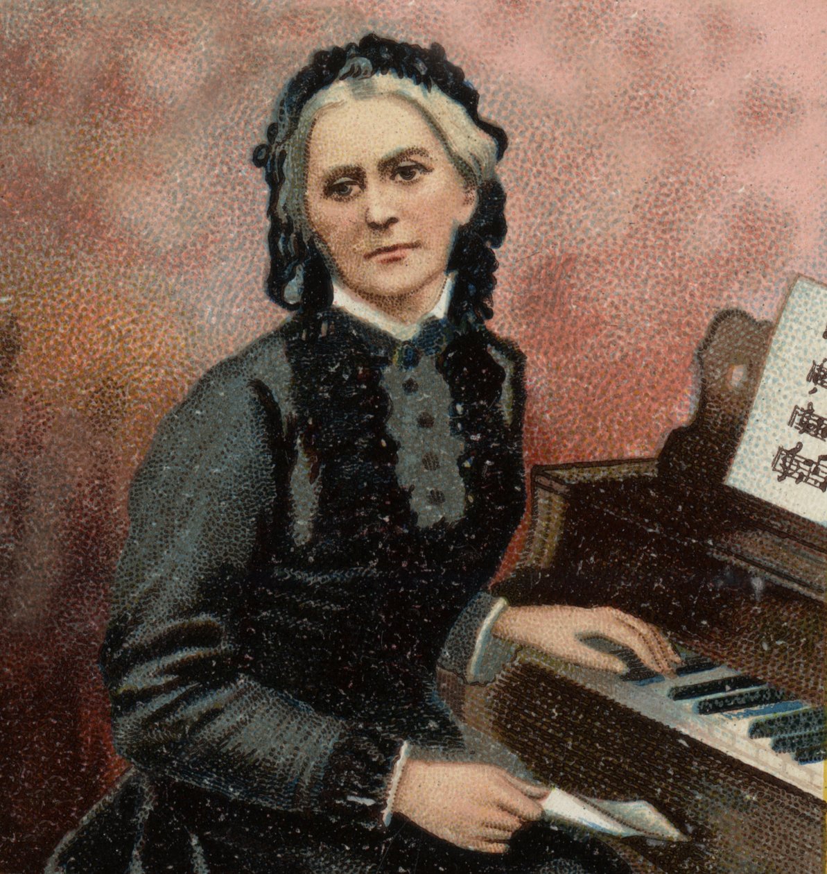 Porträtt av Clara Schumann (1819-1896), tysk pianist och kompositör, fru till Robert Schumann. av Unknown artist