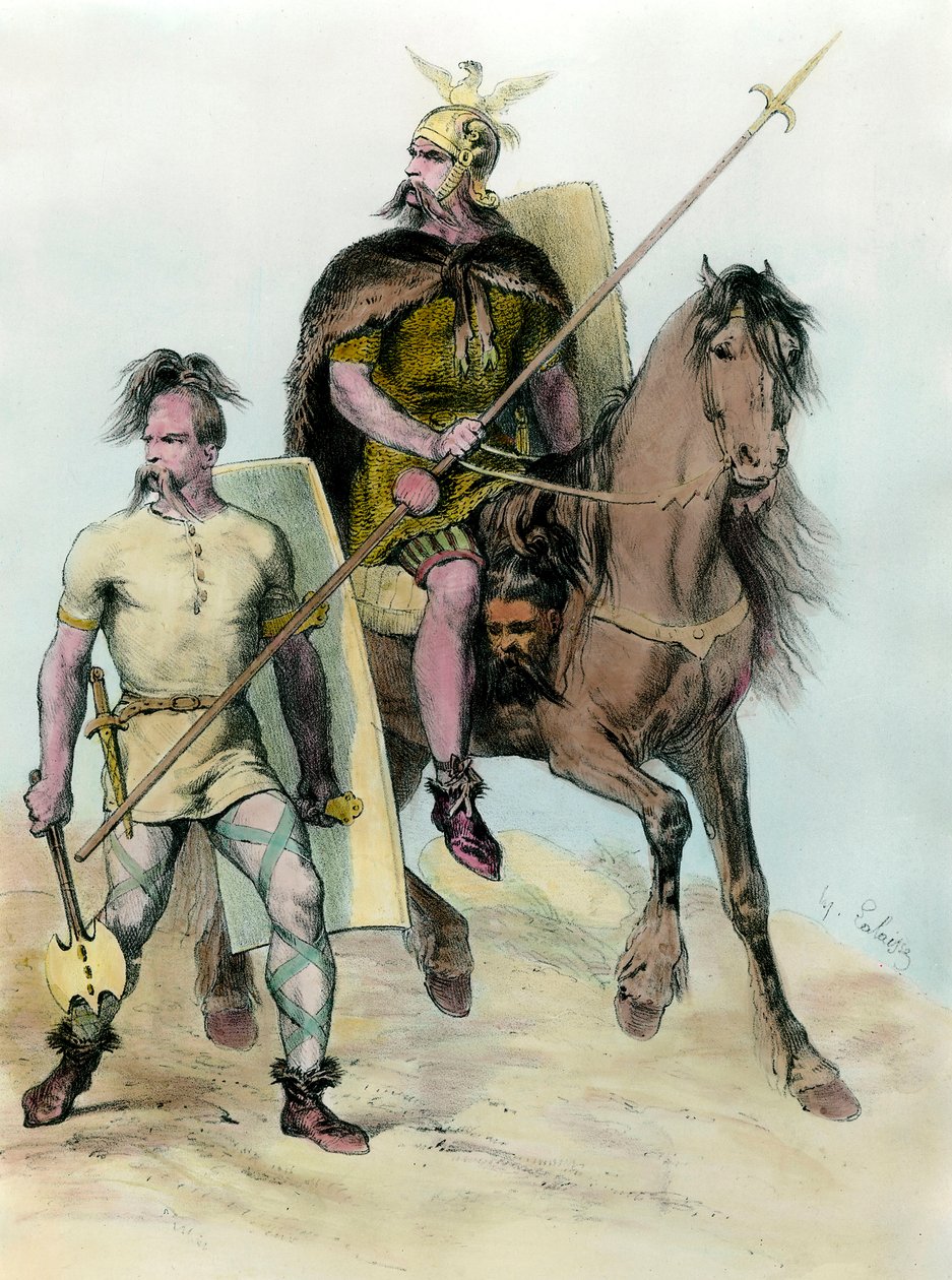 Porträtt av Clovis I en häst (465 - 511) Kung av Francs. av Unknown artist