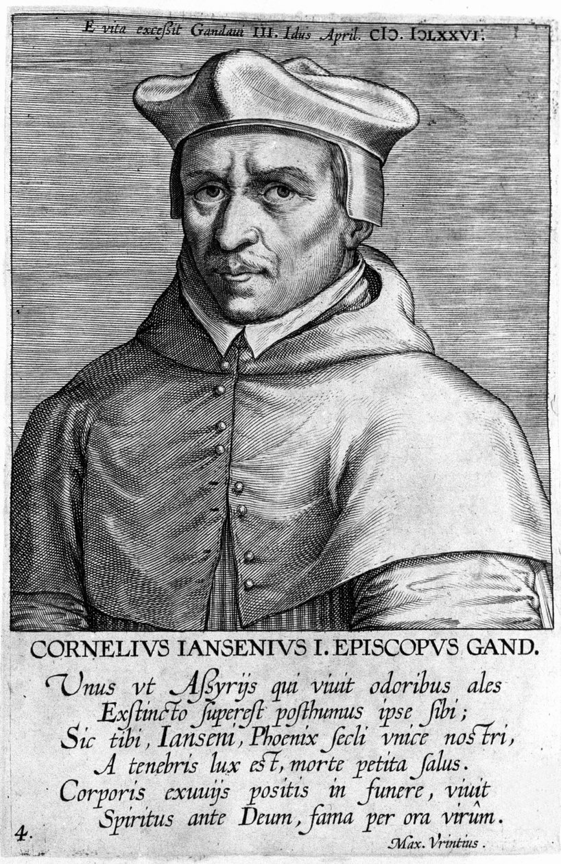 Porträtt av Cornelius Jansen, dit Jansenius (1585-1638), Jansenismens grundare. Gravyr från 1600-talet. av Unknown artist