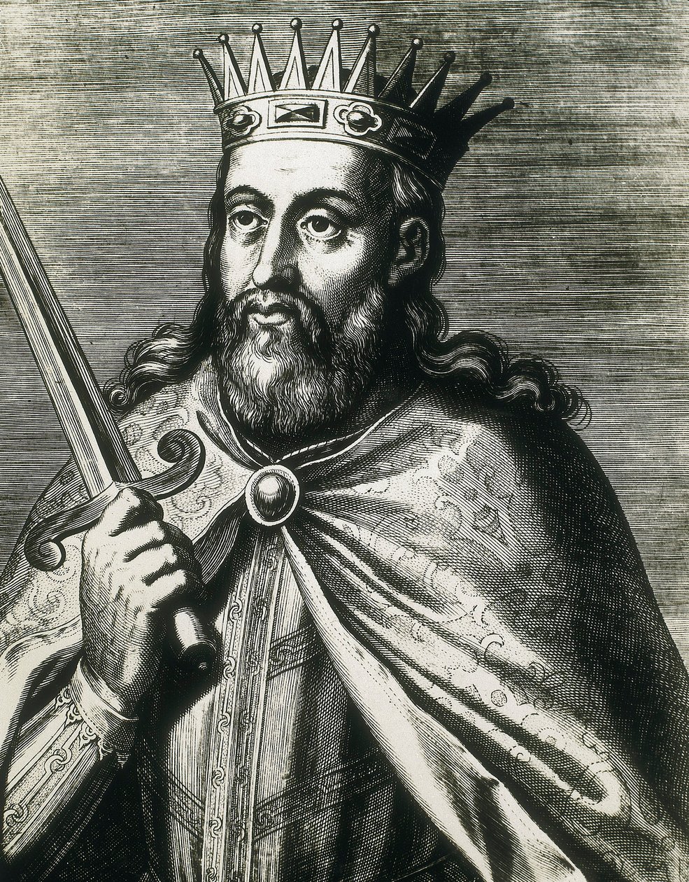 Porträtt av Denis av Portugal (bondekungen) (gravyr) av Unknown artist