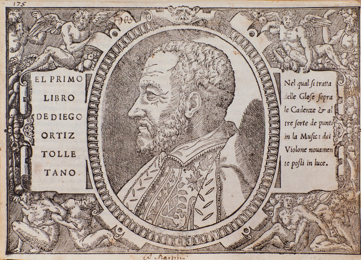Porträtt av Diego Ortiz (träsnitt). av Unknown artist