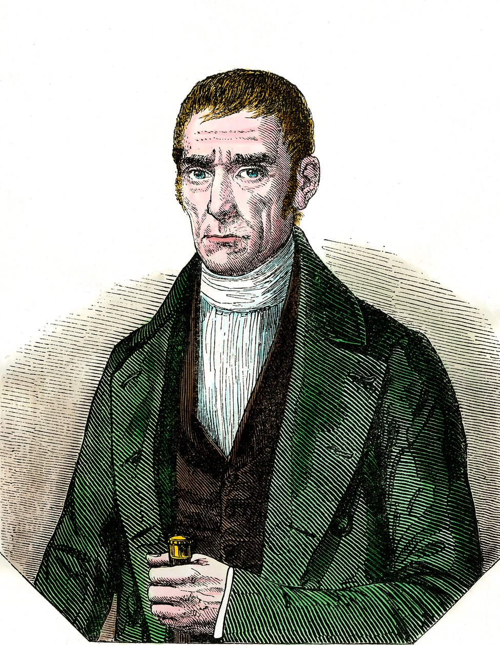 Porträtt av Don Joaquim Suares (1781-1868) Republiken Uruguays president. Gravyr av 1800-talet. Coll. Av. av Unknown artist