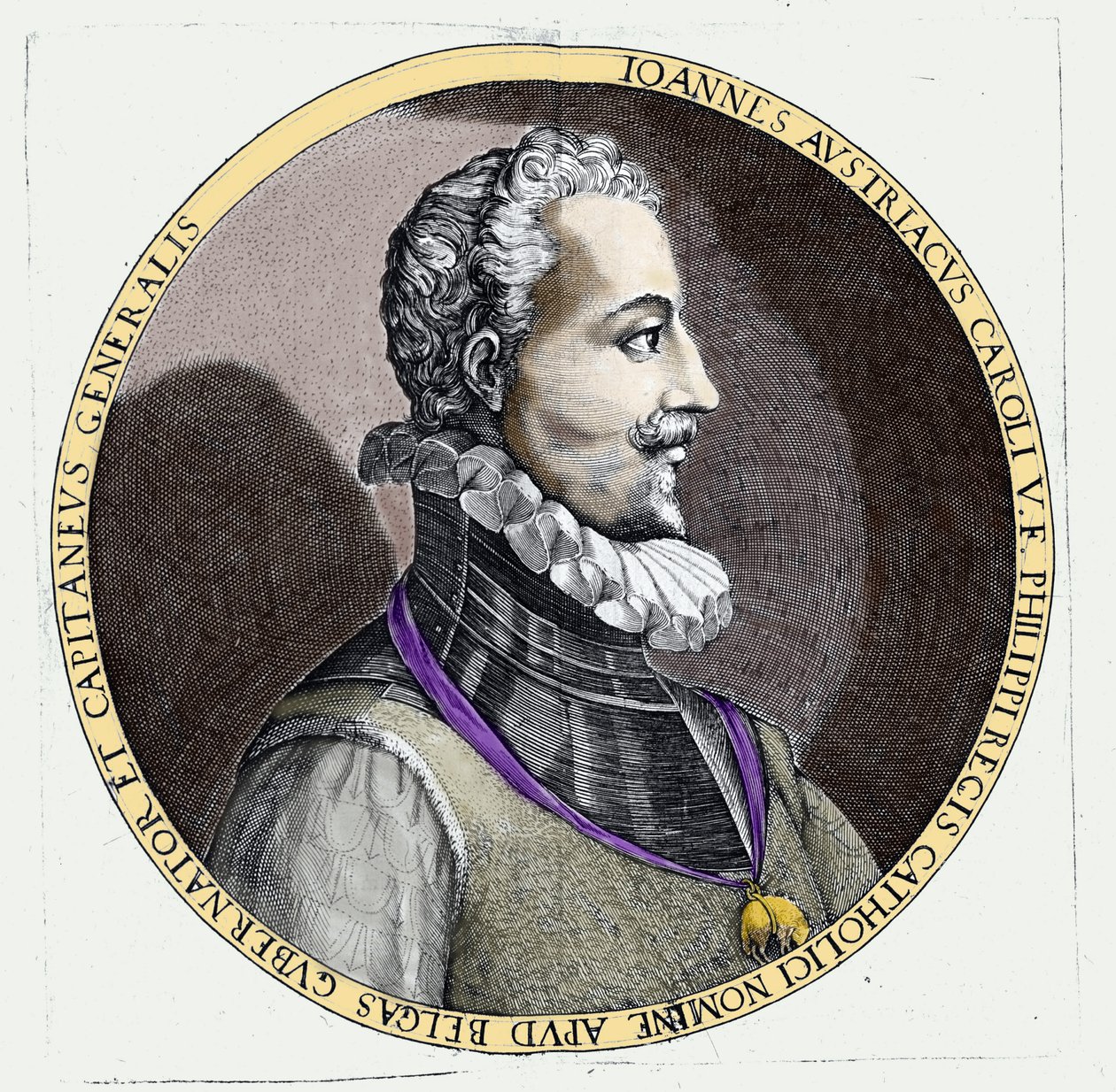 Porträtt av Don Juan av Österrike (1547-1578), oäkta son till Karl V (1500 - 1558). Gravyr av Unknown artist