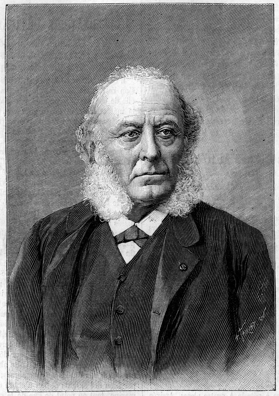Porträtt av Dr Aristide Verneuil (1823-1895), fransk kirurg, ledamot av Vetenskapsakademien och Medicinska Akademien. Gravyr i "" La Nature: revue des sciences et de leurs applications aux arts et a l