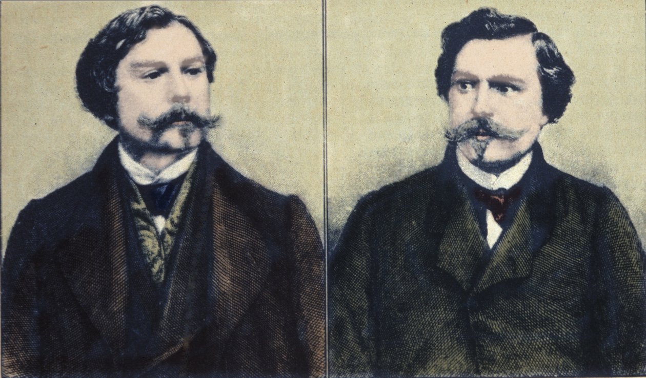 Porträtt av bröderna Edmond Goncourt (1822-1896) och Jules Goncourt (1830-1870). av Unknown artist