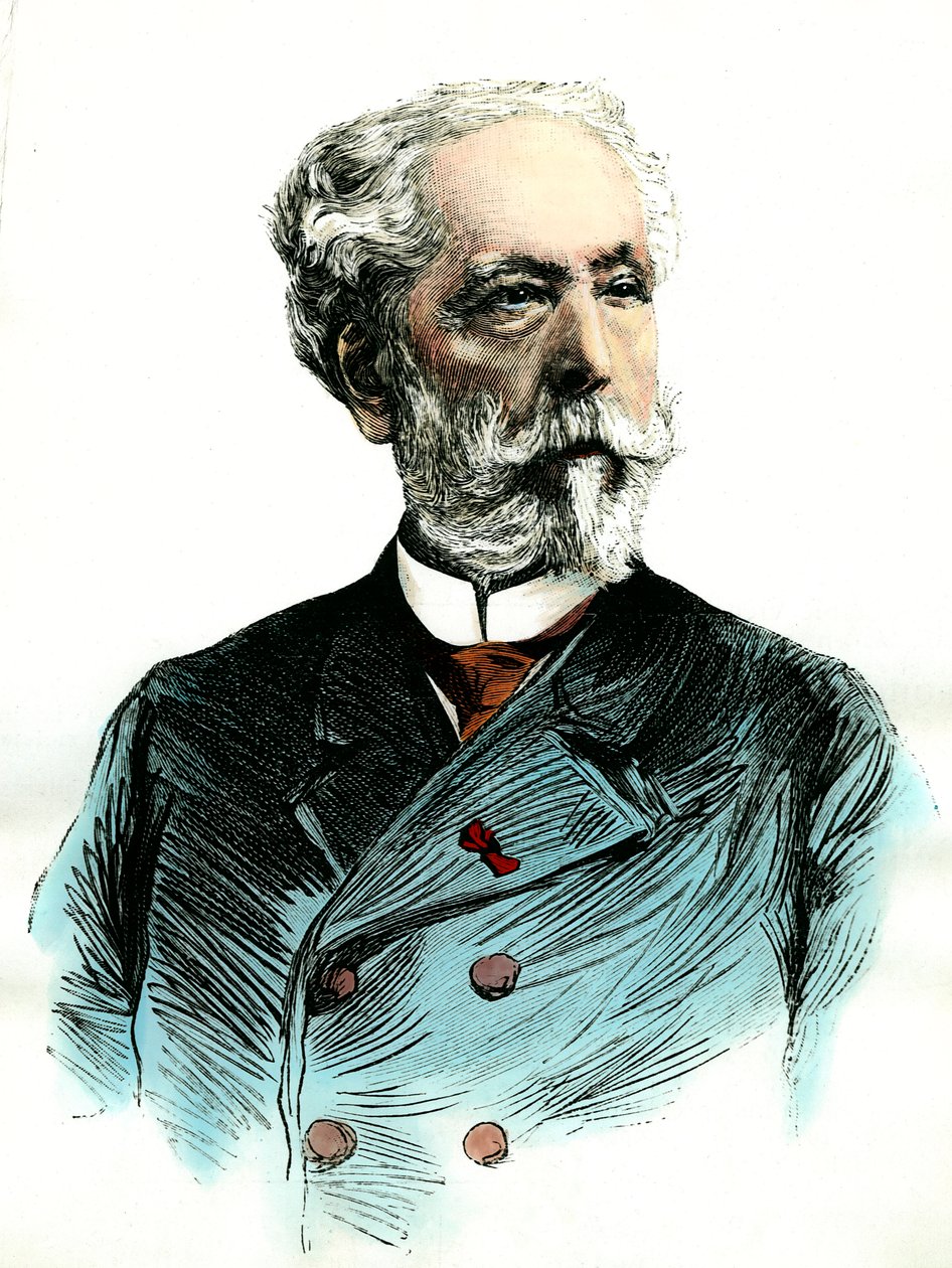 Porträtt av Edouard Lalo (1823-1892), fransk kompositör. Gravyr av privatsamlingen från 1800-talet av Unknown artist