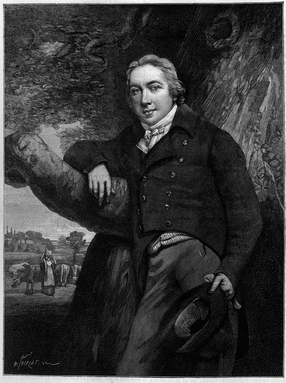 Porträtt av Edward Jenner (1749-1823), engelsk läkare och naturforskare, uppfinnare av smittkoppsvaccin. Från en tidstypisk gravyr. Gravyr i "" La Nature: revue des sciences et de leurs applications aux arts et a l