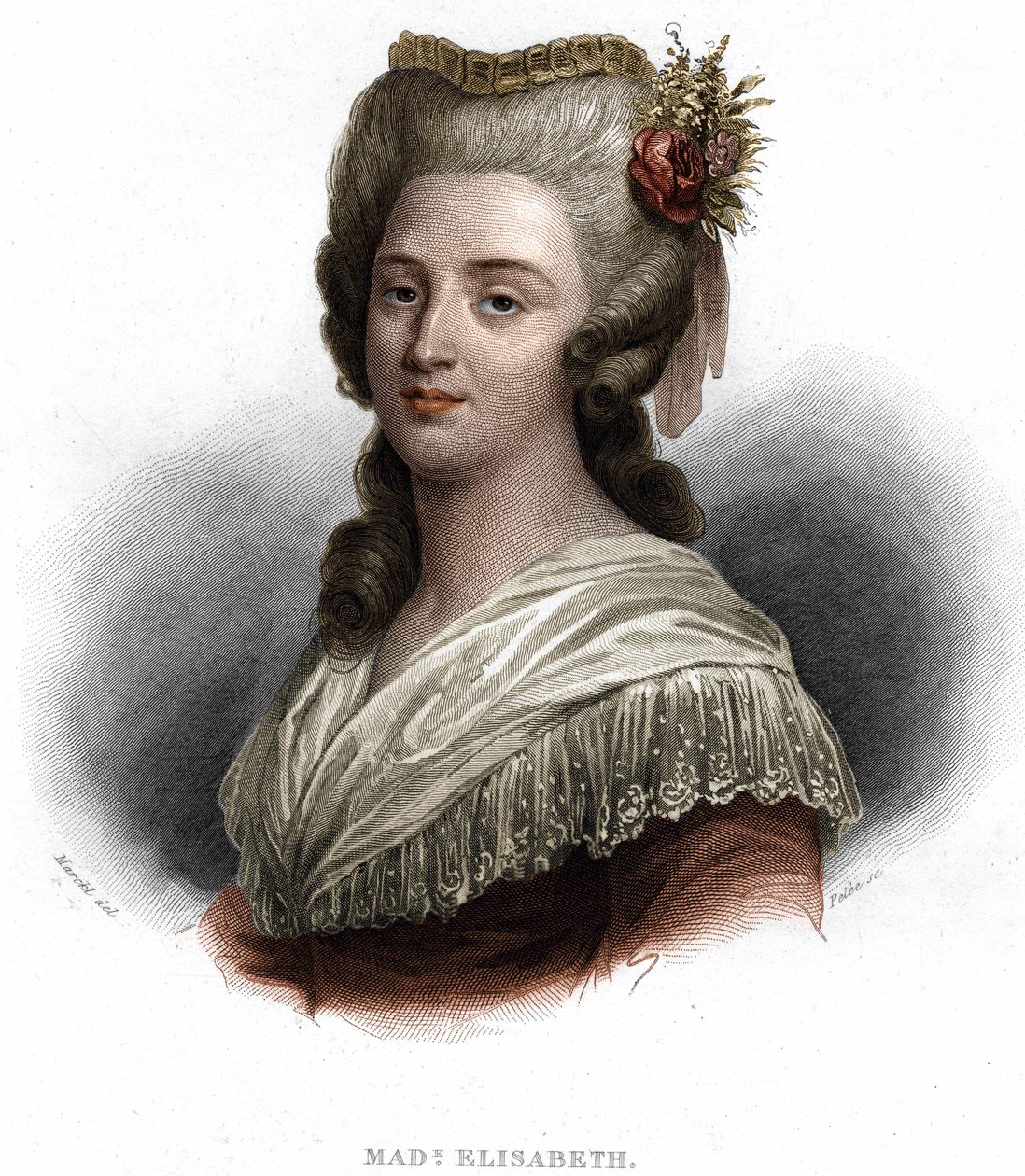 Porträtt av Elisabeth Philippine Marie Hélène av Frankrike, känd som "" Madame Elisabeth", syster till kung Ludvig XVI (1764-1794) av Unknown artist