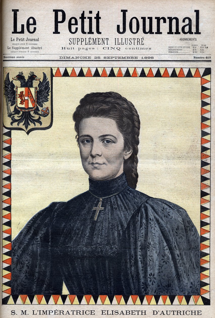 Porträtt av Elisabeth av Österrike (Sissi) - i "" The Petity Journal"" av 1898-09-25 av Unknown artist