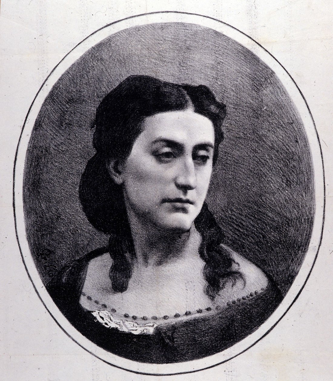 Porträtt av Erminia Frezzolini. Italiensk sopran (1818-1884). av Unknown artist