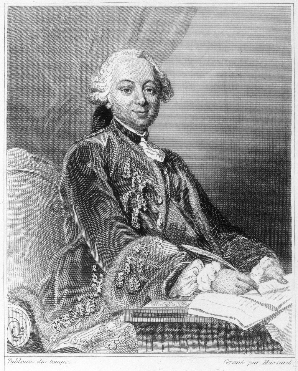 Porträtt av Etienne François, hertig av Choiseul (1719 - 1785), fransk politiker - i "Histoire des Français" av Lavallée, gravyr, sd. av Unknown artist