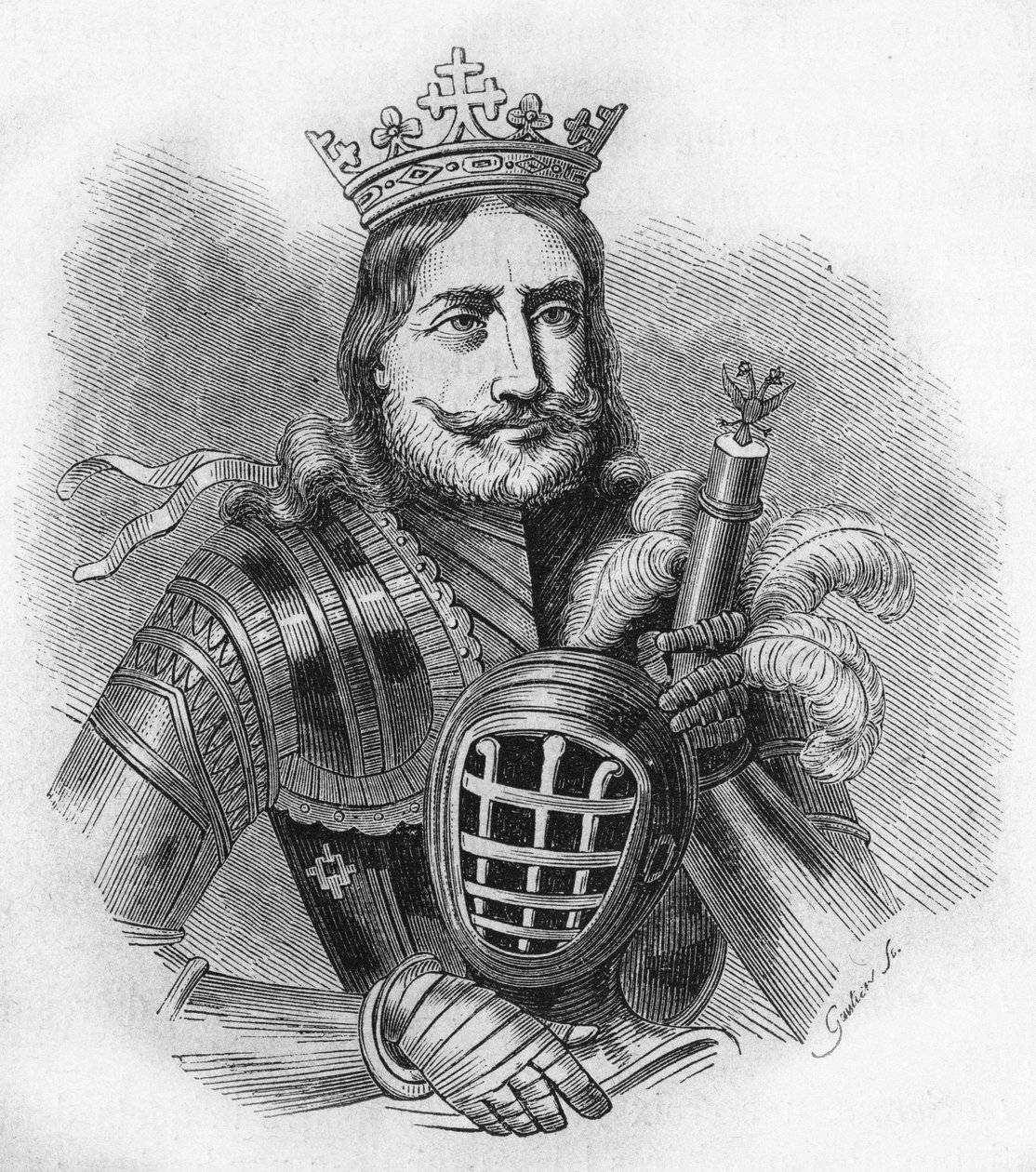 Porträtt av Etienne IX UroU IV DuUan på franska, Etienne Douchan (1308 till 1355). Kung, då serbernas tsar. gravyr från 1840. av Unknown artist