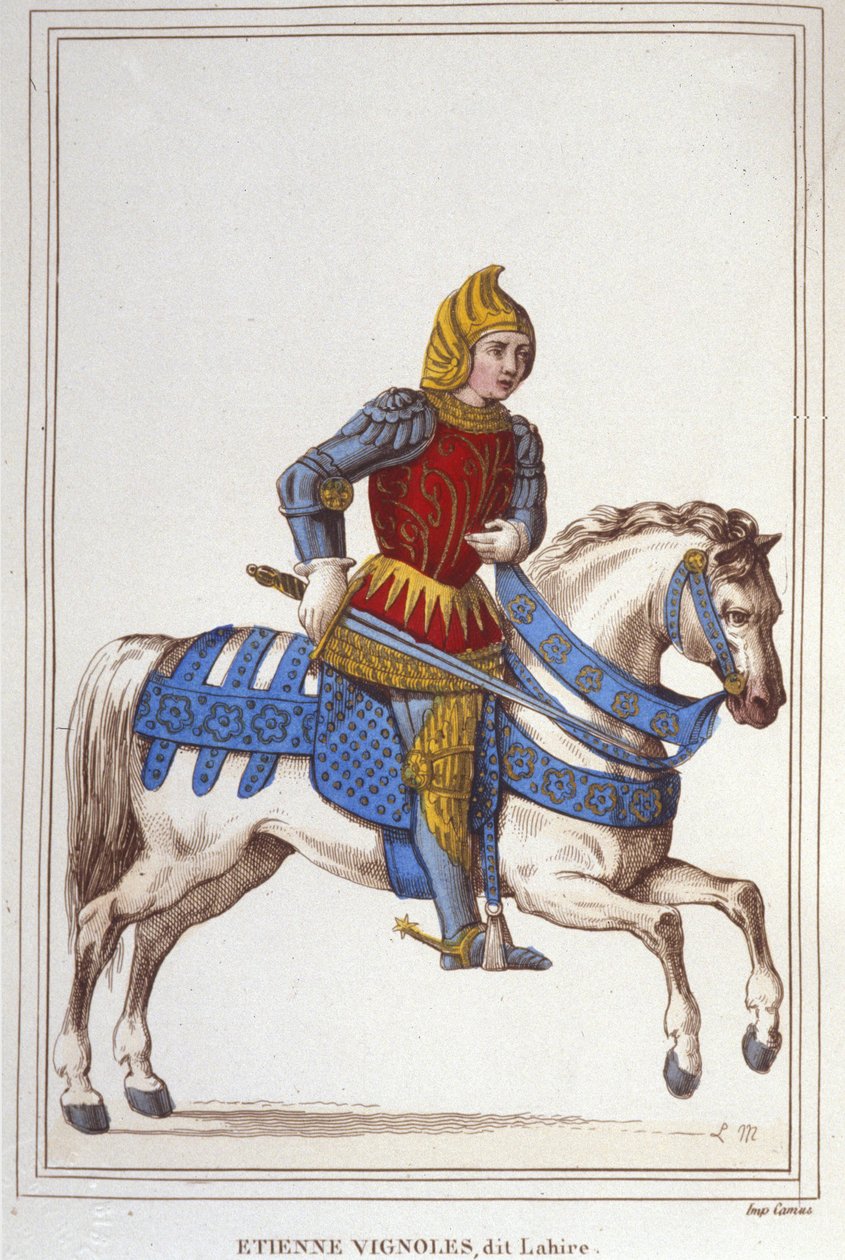 Porträtt av Etienne de Vignoles eller Vignolles dit La Hire (Lahire). Fransk krigsman 1390-1443.gravyr 1830 av Unknown artist