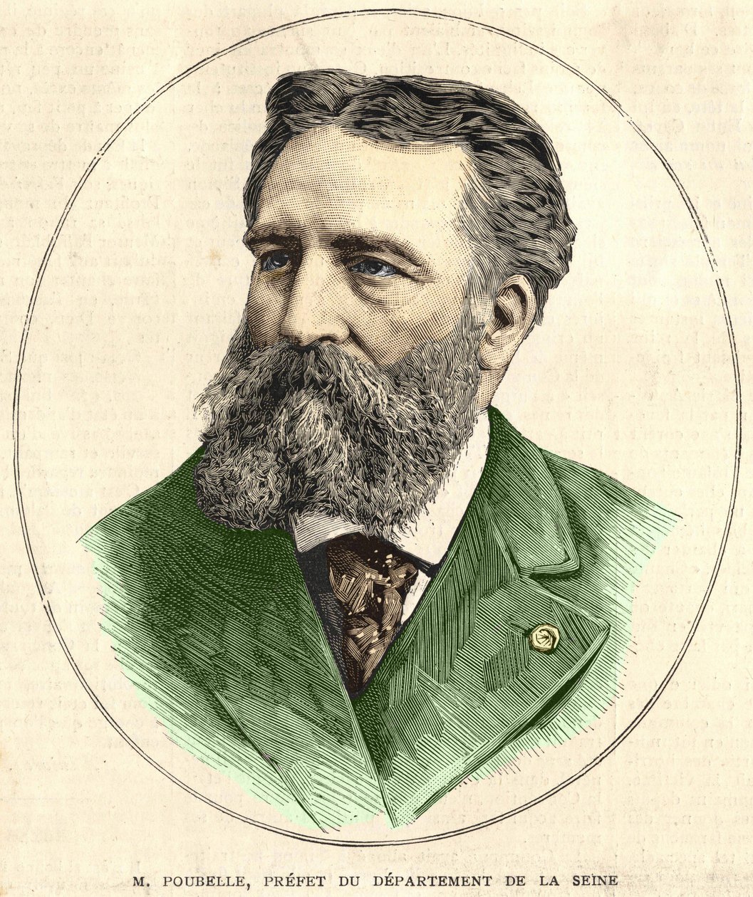 Porträtt av Eugene Rene Poubelle (1831 - 1907), fransk tjänsteman och prefekt för Seine. Coll. Bianchetti. av Unknown artist