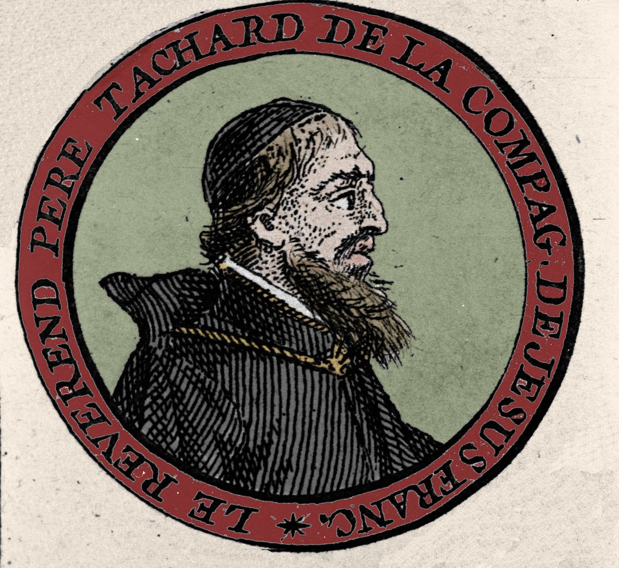 Porträtt av fader Guy Tachard, en missionär i Siam 1685. Gravyr från en atlas från 1600-talet av Unknown artist