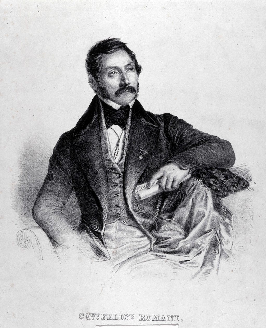 Porträtt av Felice Romani, librettist, poet och italiensk kritiker (1788-1865). av Unknown artist