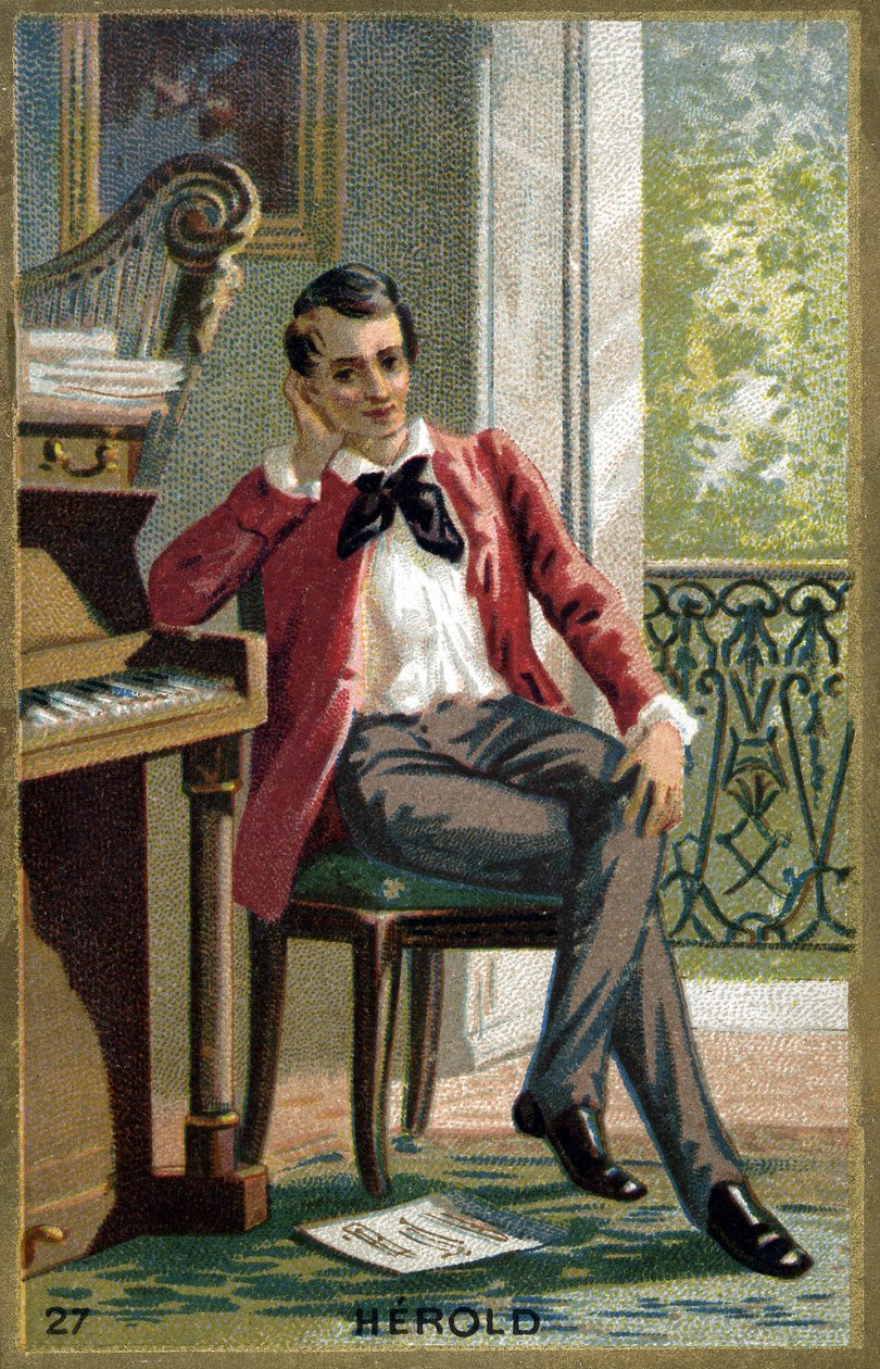 Porträtt av Ferdinand Hérold (1791 - 1833), fransk kompositör. Kromolitografi av 1800-talet. av Unknown artist