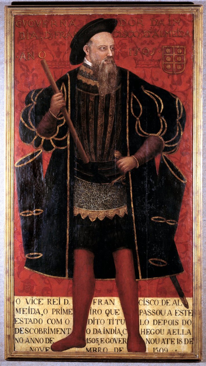 Porträtt av Francisco De Almeida (1450-1510) upptäcktsresandesoldat och Indiens förste vice kung. Anonym 1500-talsmålning. Lissabon, Musee National D
