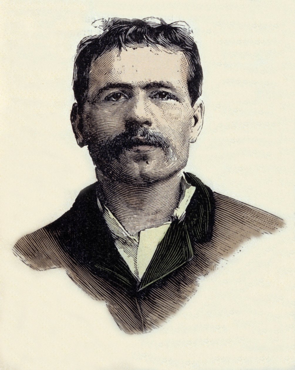 Porträtt av Francois Claudius Koenigstein (1859-1892), fransk anarkistisk terroristaktivist. Gravyr av 1800-talet av Unknown artist