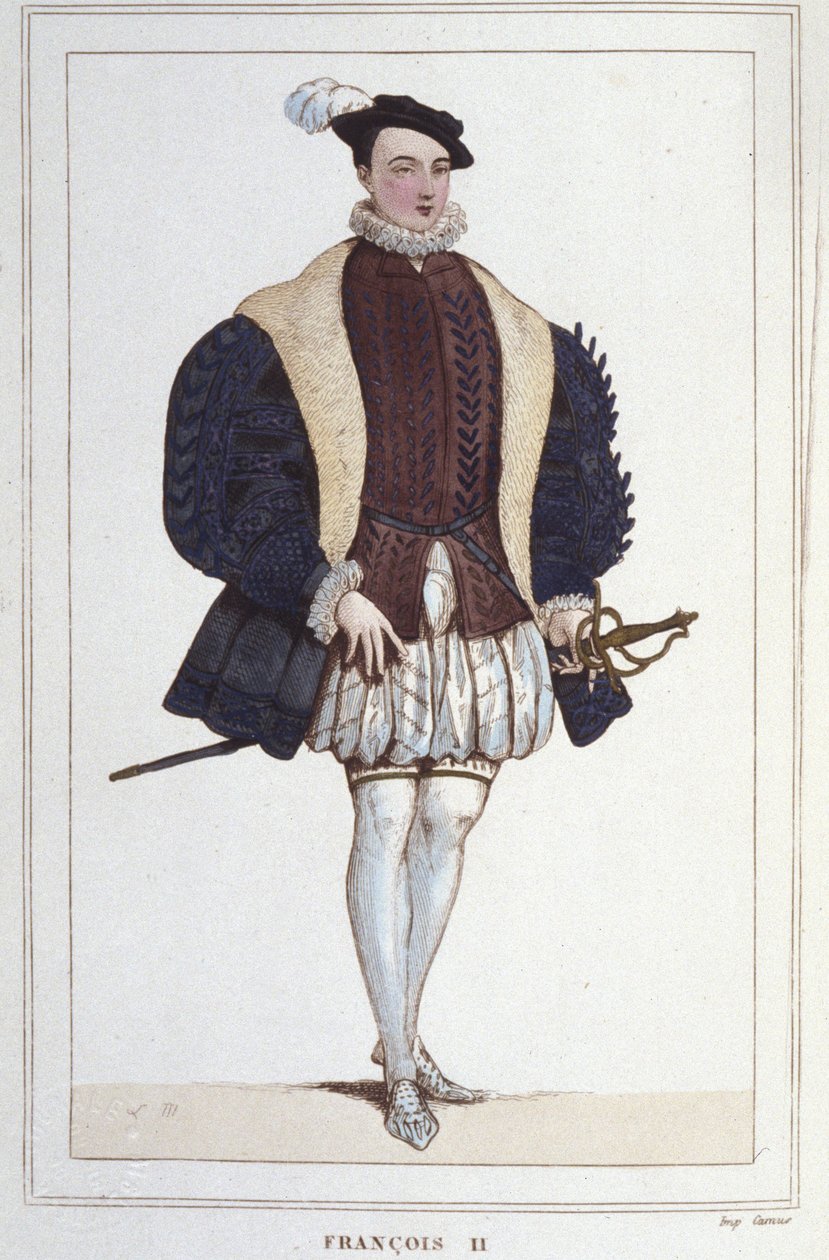 Porträtt av Francois II (1544 - 1560), kung av Frankrike gravyr från 1830 av Unknown artist