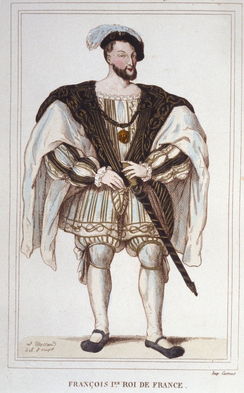 Porträtt av Francois I (1494 - 1547) Gravyr från 1830 av Unknown artist