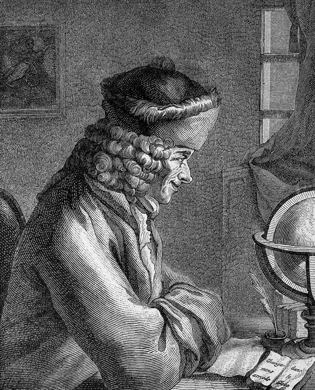 Porträtt av Francois Marie Arouet dit Voltaire (1694 - 1778) på Chateau de Ferney 1764. av Unknown artist