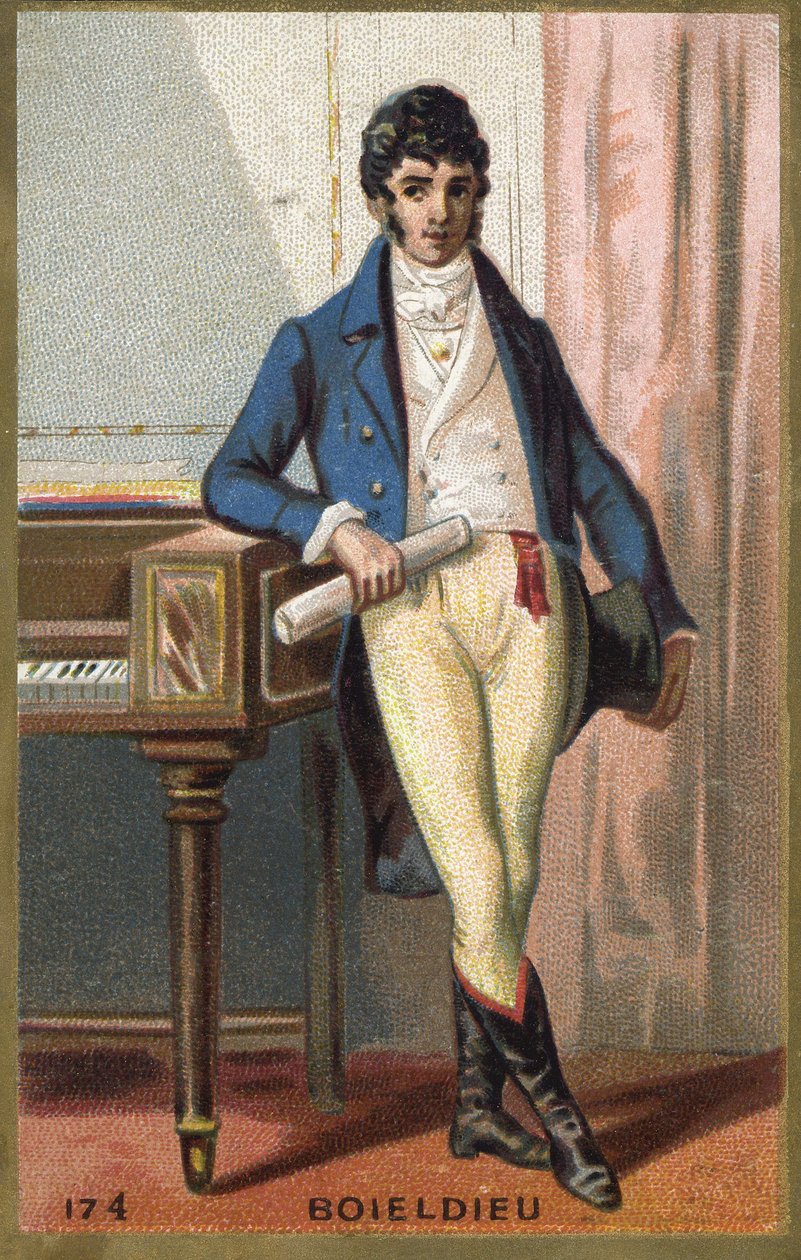 Porträtt av François Adrien Boieldieu (1775 - 1834), fransk kompositör. Kromolitografi från slutet av 1800-talet. av Unknown artist