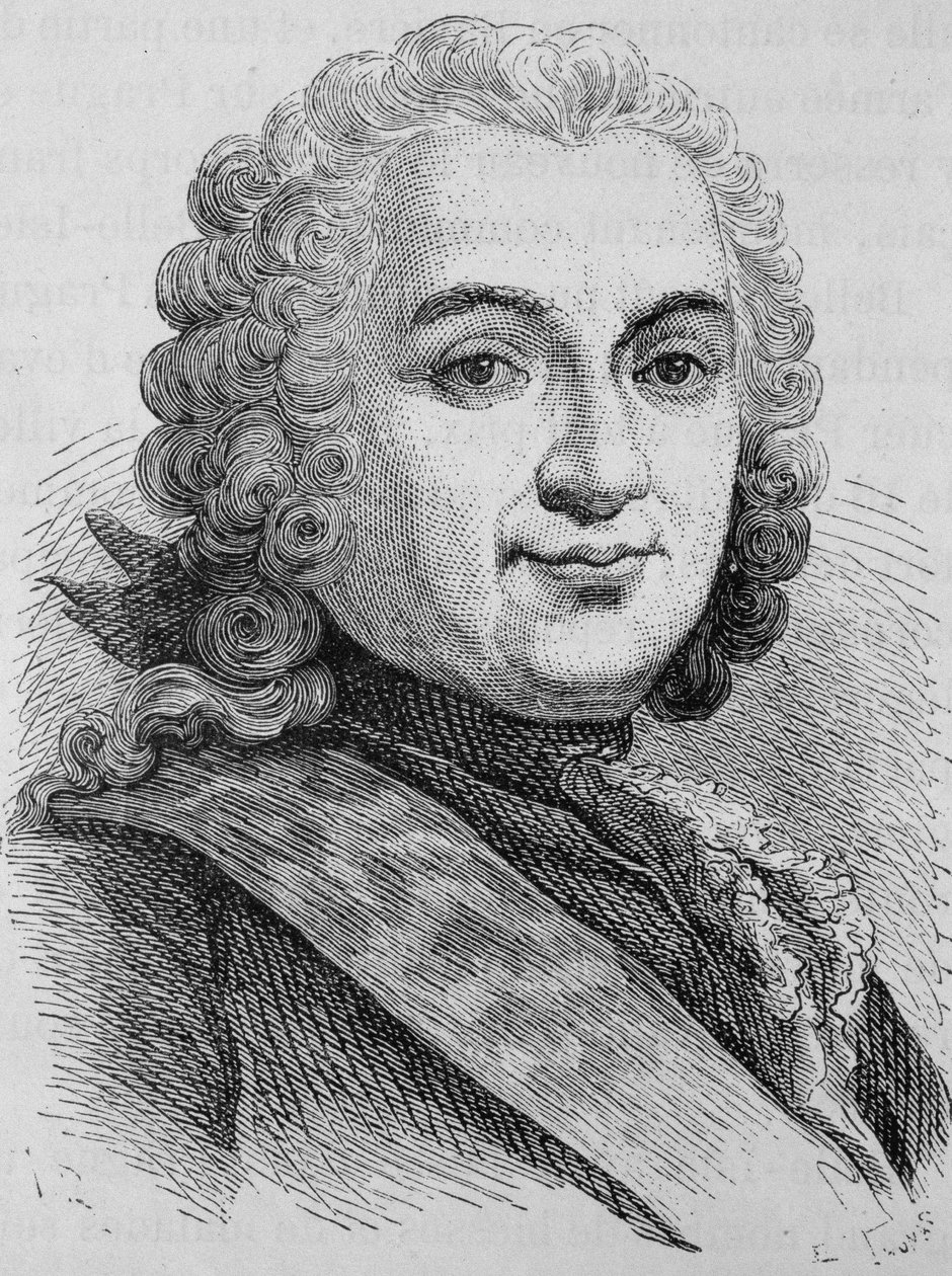 Porträtt av François de Chevert (1695 - 1769). Gravyr från slutet av 1800-talet i "Histoire de France"" av H. Martin. av Unknown artist