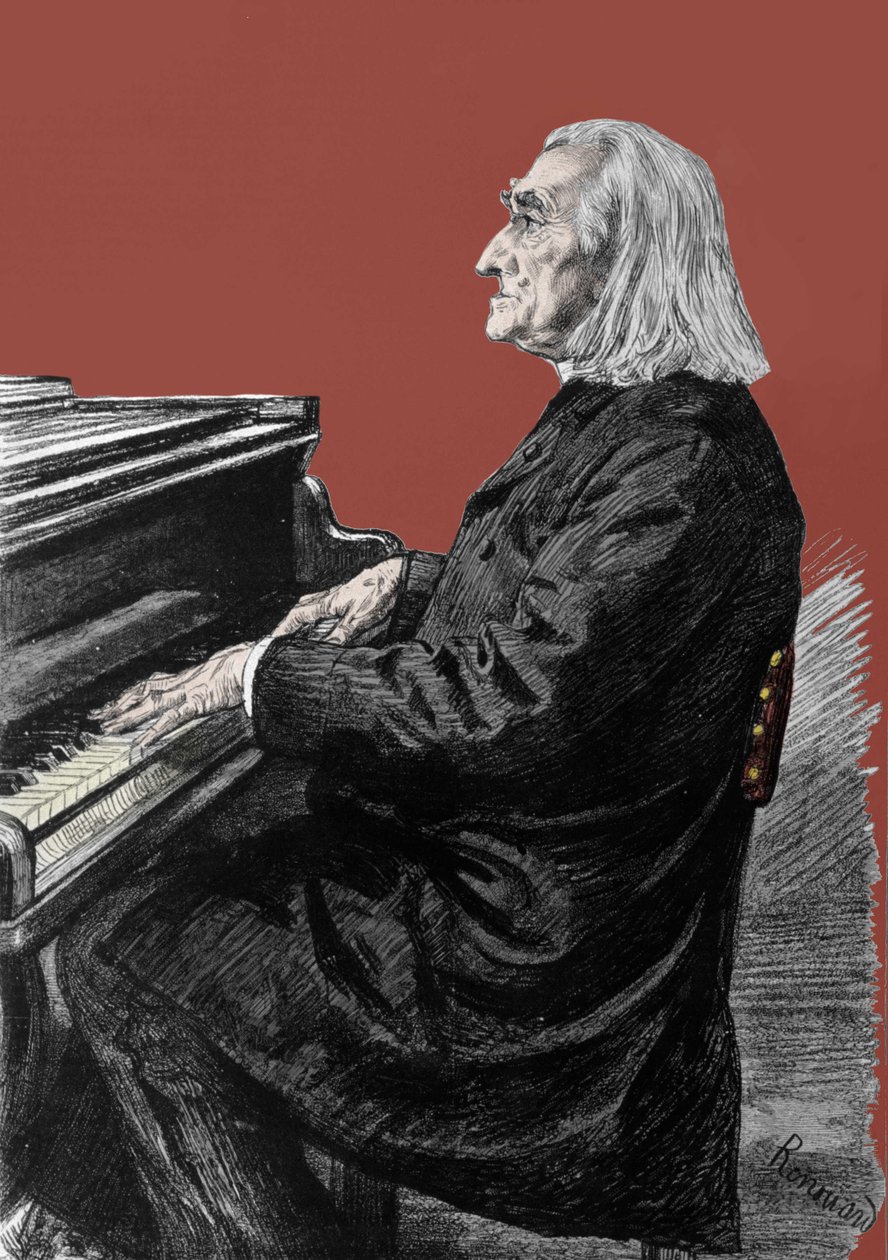 Porträtt av Franz Liszt (1811-1886), ungersk pianokompositör och pianist. av Unknown artist