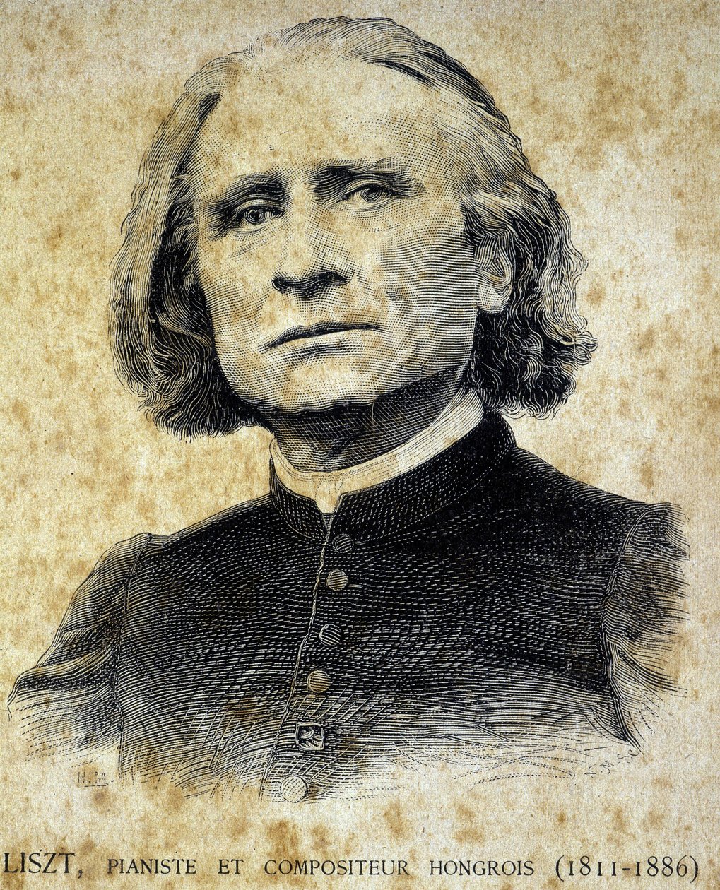 Porträtt av Franz Liszt, ungersk pianist och kompositör (1811 - 1886) - i "" Les Contemporains"", n.d. sent 1800-tal. av Unknown artist