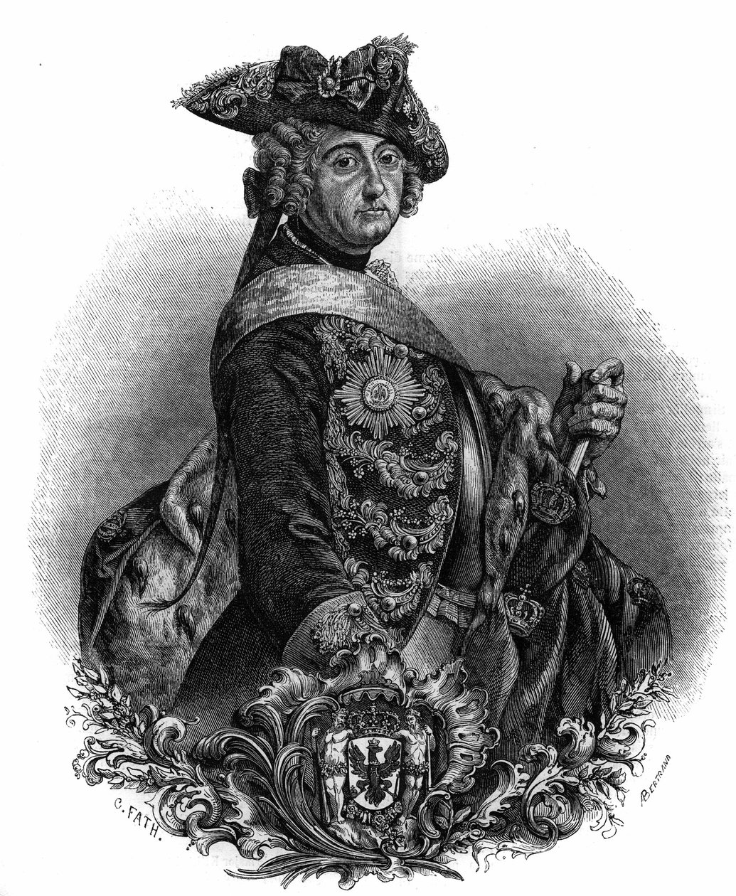 Porträtt av Fredrik II (1712-1786), kung av Preussen, känd som Fredrik den store. av Unknown artist