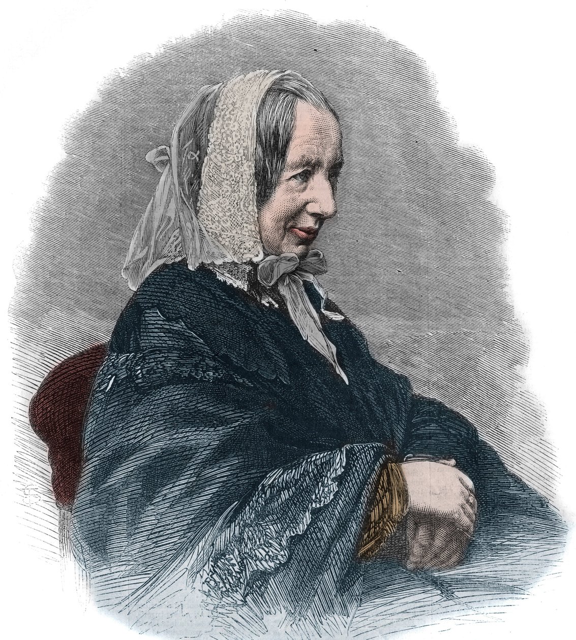 Porträtt av Fredrika Bremer (1801-65) (gravyr) en svensk författare och en feministisk aktivist av Unknown artist
