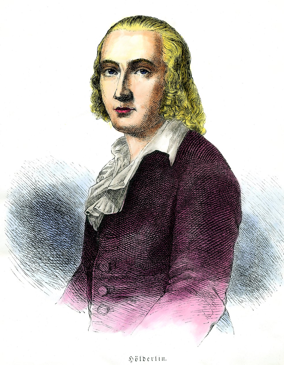 Porträtt av Friedrich Holderlin (1770-1843) tysk poet Gravyr från 1800-talet Privat samling av Unknown artist