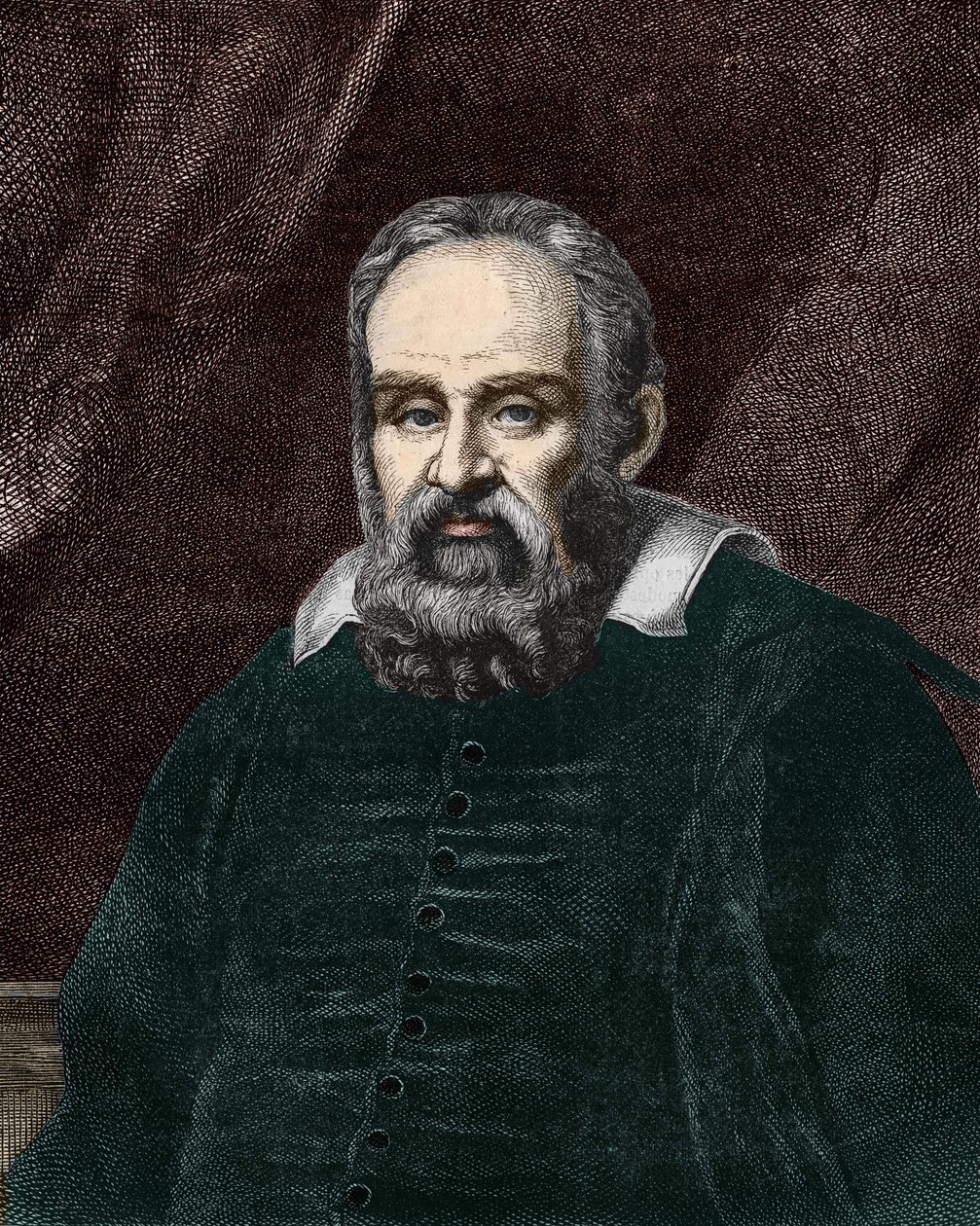 Porträtt av Galileo Galilei dit Galileo (1564 - 1642). 1800-talsgravyr. av Unknown artist