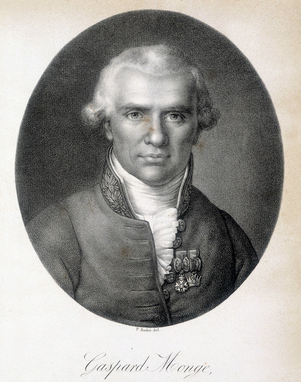 Porträtt av Gaspard Monge, Comte de Peluse (1746 - 1818), fransk matematiker - gravyr av Unknown artist