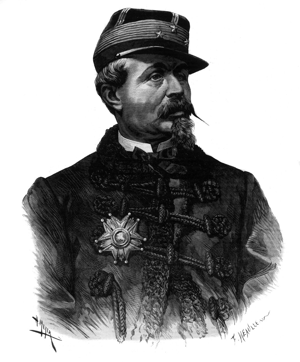 Porträtt av general Alfred Chanzy (1823-1883) gravyr från 1883 av Unknown artist