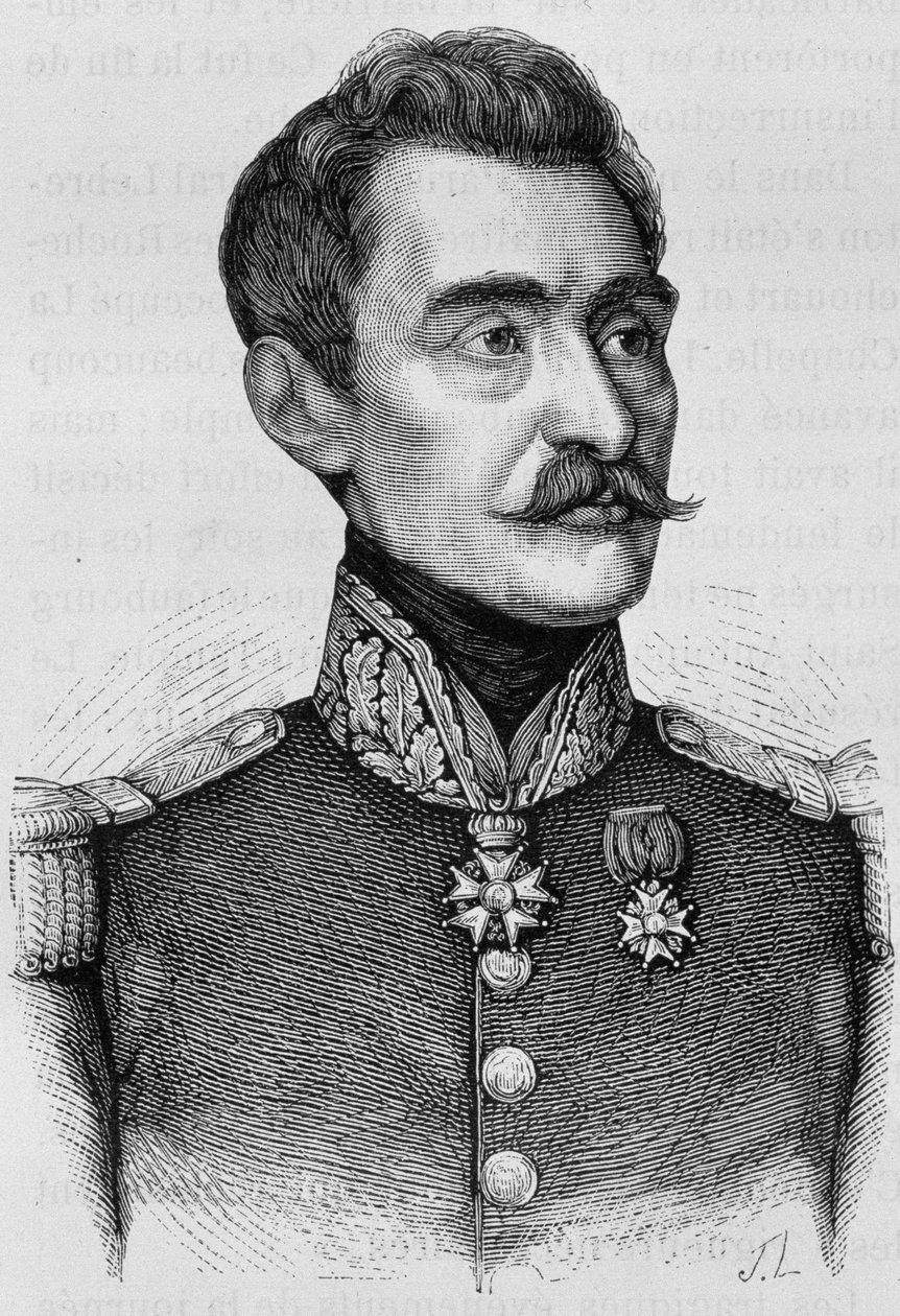 Porträtt av general Bréa. Gravyr från slutet av 1800-talet i "Histoire de France"" av H. Martin. av Unknown artist