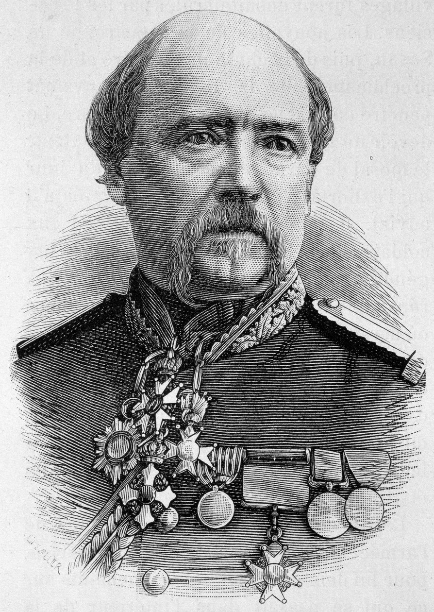 Porträtt av General Coffinières. Gravyr från slutet av 1800-talet i "Histoire de France"" av H. Martin. av Unknown artist