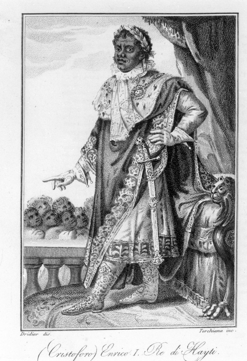 Porträtt av general Henry Christophe, kung av Haiti, hjälte av Haitis självständighet. Gravyr sd. 1800-talet. av Unknown artist