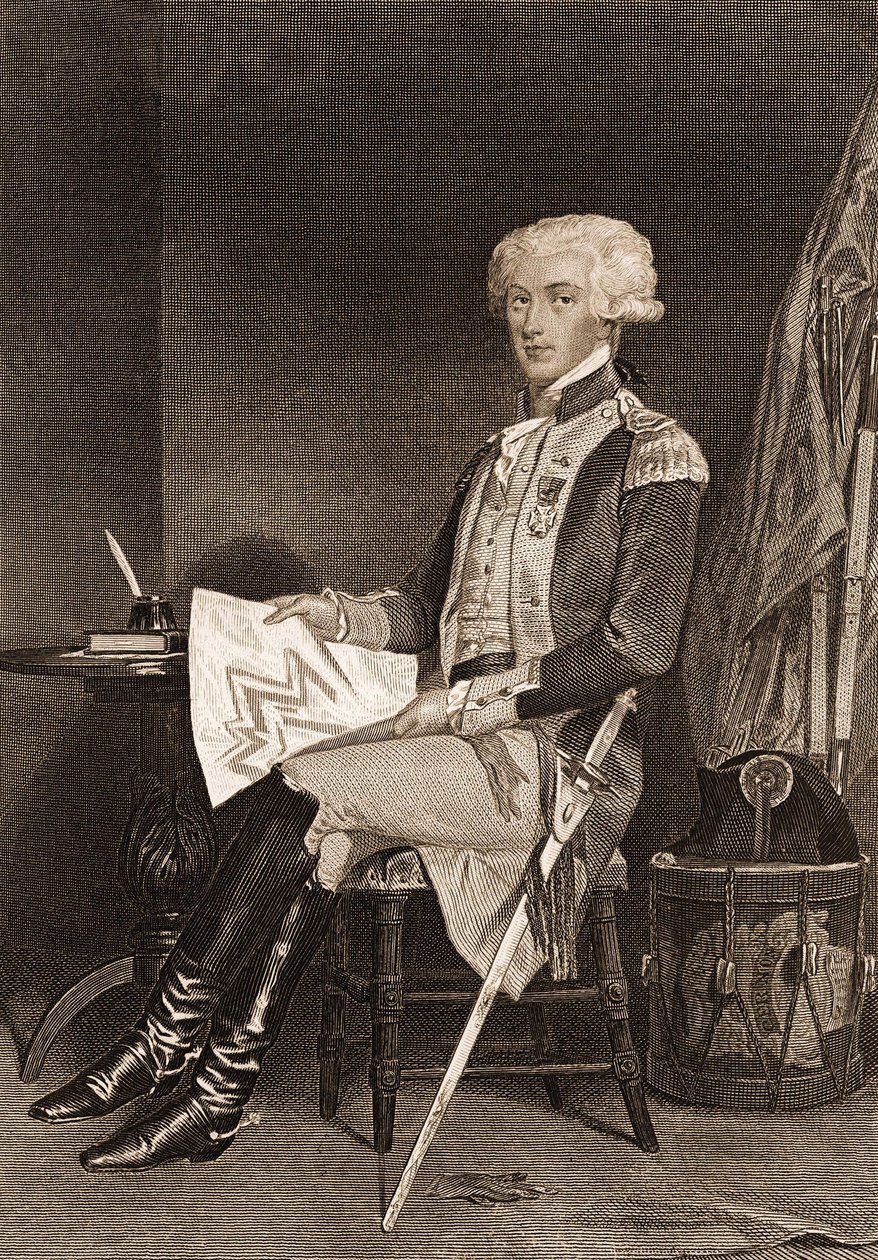 Porträtt av general La Fayette (Lafayette) (1757-1834). av Unknown artist