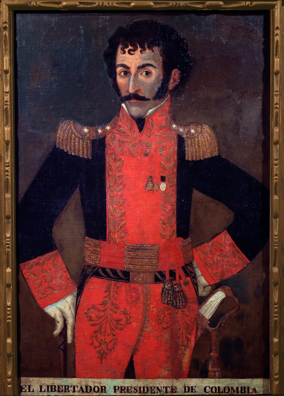 Porträtt av general Santander, colombiansk militär och statsman (olja på duk av Unknown artist